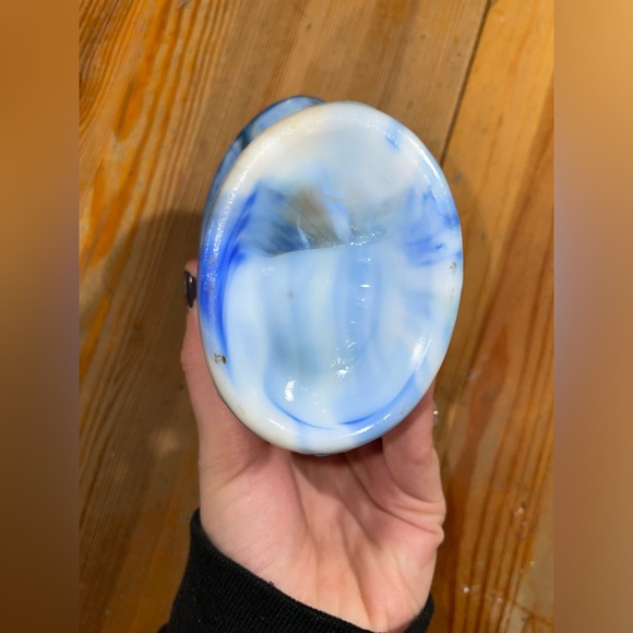 Vintage Blue Marble Glass Vase / Trinket Holder - Picture 4 of 4